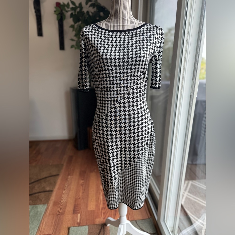 St. John Black and White Asymmetrical Dress